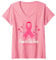 Femme Ruban Rose de sensibilisation au Cancer du Sein d'Octobre T-Shirt avec Col en V