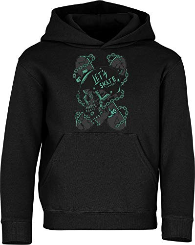 Kinder Pullover: Let's Skate - Hoodie Kapuzenpullover Pulli Skateboard Skaten Skater Skaters Board SK8 - Geschenk Kleidung Junge Jungen Mädchen Kind Sport (140)