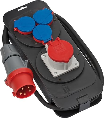 Brennenstuhl Stazione di alimentazione 16 A (cavo H07RN-F 5G2,5 da 2 m, per uso in cantiere e uso continuo in esterni, IP44, adatto per sospensione a parete, made in Germany