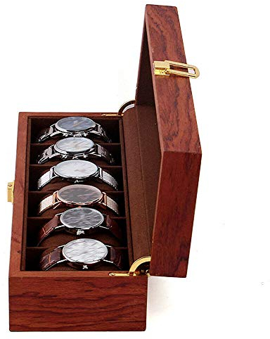 TFCFL 6/10/12 Uhrenbox Gitter aus Holz und Samtstoff Vintage Uhrenschatulle Uhrenbox Display Organizer Schmucketui Geschenke Uhrenschachtel (6 Zellen)