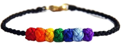 TOSSPER 2 Stück Nylon Regenbogen LGBT Pride Armband Männer Frauen Einstellbare Handgewebe Freundschaft Seil Armband Rainbow Pride Armband