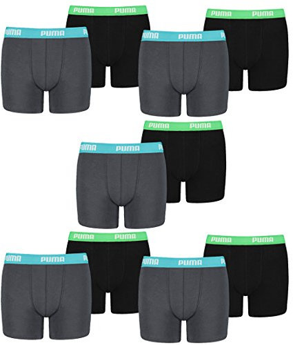 PUMA 10 er Pack Boxer Boxershorts Jungen Kinder Unterhose Unterwäsche, Farbe:376 - India Ink/Turquoise, Bekleidung:140