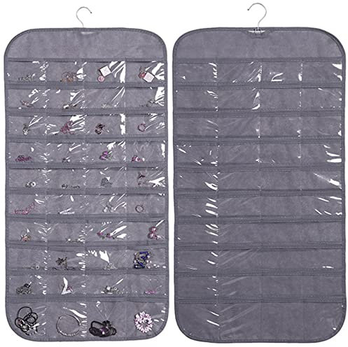 LTHERMELK Schmuck Organizer mit 80 Taschen Transparente Hängender Organizer Schmuckhalter Aufbewahrungstasche für Ohrringe Halsketten