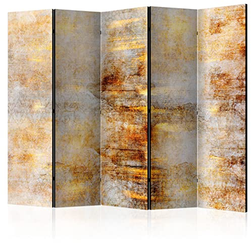 decomonkey Paravent Raumteiler Innen Abstrakt 225x172 cm 5 Teilig Beidseitig Room Divider Wall Raumteiler Stehend Trennwand Sichtschutz Spanische Wand Sichtschutzwand Wohnzimmer Holz Muster