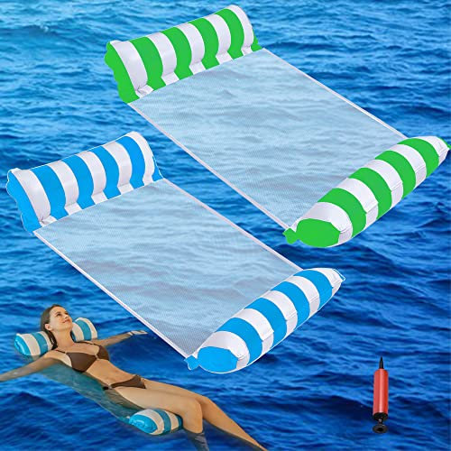 MENOLA Amaca lit Pliant Gonflable Plage Chaise pour Adultes Piscine d'été Mer (Bleu Clair, Vert Clair)