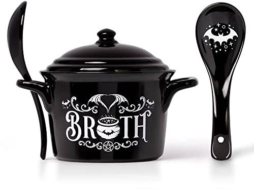 Alchemy England Bat Broth Hexenkessel-Bowl mit Löffel Unisex Müslischale schwarz/weiß