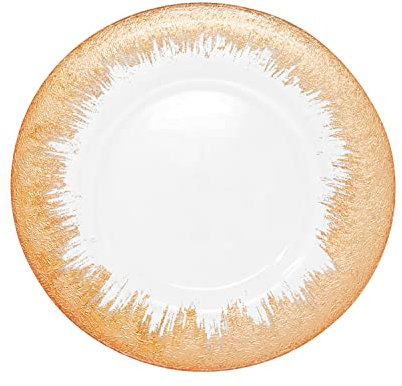 WedDecor Decorative Glass 1pc Charger Plate with Copper Trim - Copper Rimmed Glass Charger Plates, Perfect for Weddings, Banquets, Parties, Home Decor & Dining Events