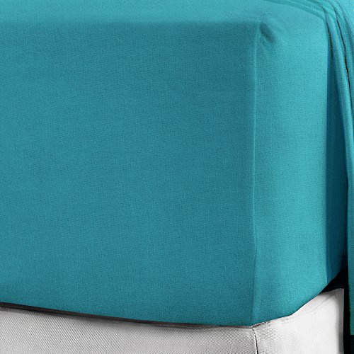 Luxury Bedding Brushed Cotton Flannelette Deep Fitted Sheets 25CM/10 Box Fit in 12 Colours Single Double King Super King (Teal, Single)
