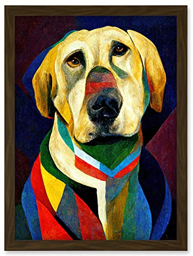 Doppelganger33 LTD Kandinsky's Dog Abstract Multi-Coloured Oil Painting Artwork Framed Wall Art Print A4