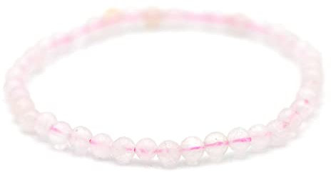 Miracles Minéraux Bracelet perle ronde 4 mm fin et discret, pierre naturelle, création artisanale française, plus de 60 choix (Quartz rose 4 mm)
