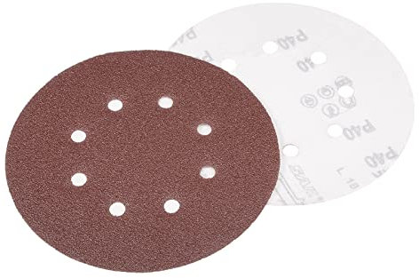 Kozelo 10 Pcs Sanding Discs Hook and Loop Backing - [7 Inch x 40 Grits] Aluminum Oxide Sandpapers for Orbital Sander Round Sanding Papers, 8 Holes