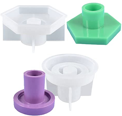 Dtoterul Kerzenständer Silikonform 2 Stück Gießform Kerzenhalter aus Silikon Kerzenleuchter-Silikonform zum Selbermachen DIY Hexagon Zement Kerzenhalter Form für DIY-Kerzenhalter Heimdekoration