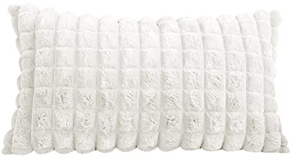 VanderHOME Dekorativ Kurze Wolle Kissenbezüge Weicher Plüsch Kurzer Wollsamt Kopfkissenbezug Luxuriöses Sofakissen Bohemian Europäische Kissenhülle für Sofa Schlafzimmer 30 x 50 cm Weiß