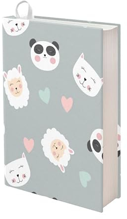 Kuiaobaty Cartoon Tier gemusterter Stoff-Bucheinband für Notebook, Neuheit, Panda-Katze, Alpaka-Druck, Slip-On-Jacke, waschbarer Stoff
