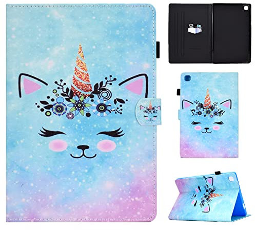 Vaitasy Funda Samsung Galaxy Tab A7 10.4 Pulgadas 2022/2020 (SM-T500/ T505/ T507/ T509), Portalápiz Cover con Función de Soporte Carcasa para Galaxy Tab A7 10.4 - Unicornio