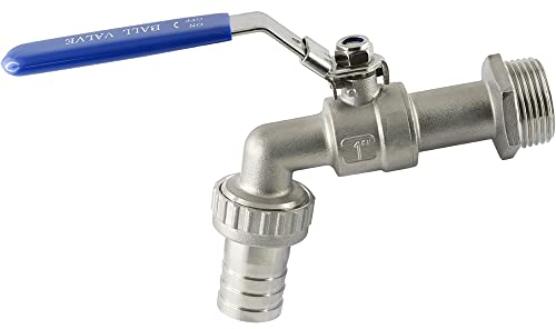 Fittingteile - Edelstahl 1.4408 Kugelauslaufhahn für Wasser, Öl, Kraftstoffe, Druckluft - Kugelhahn mit Außengewinde (Edelstahl, G 1)