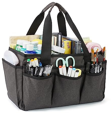 JOSIVIKY Basteltasche, Kunst-Organizer, Tragetasche, Reinigungsbedarf, Auto-Organizer für Werkzeugbedarf, Tragetasche mit Griff für Mehrzweck, Organizer Caddy für Haustiere (grau)