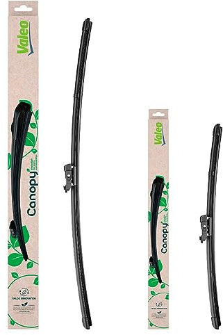 VALEO CANOPY Limpiaparabrisas - Kit De Escobillas Limpiaparabrisas Planas Hechas Con Materiales Naturales Y Reciclados CAN86+CAN15 - Frontales - Longitudes: 650mm+350mm - (Paquete de 2)