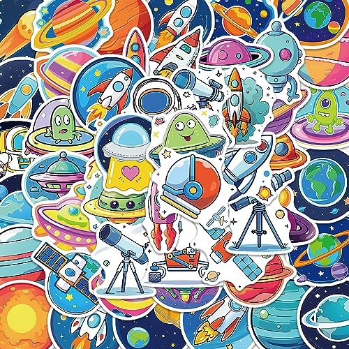 Handgezeichnete Planeten Aufkleber Planeten Sticker Set 50 Stücke Niedlich Deko für Auto Laptop Skateboard Fahrrad Moped Motorrad Fahrrad Computer,Geeignet für Erwachsene Kinder