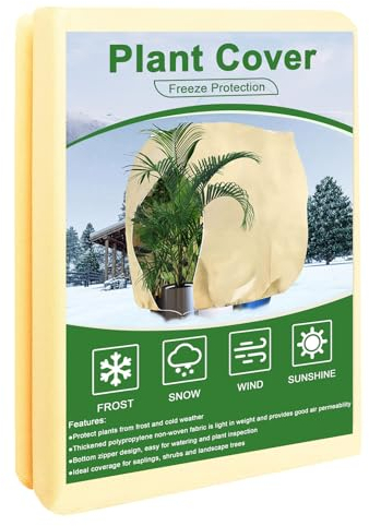 ZOZIJIU Pflanzenschutz Winter - Winterschutz für Pflanzen üBerwinterungszelt Winterschutzvlies mit Reißverschluss für Kübelpflanzen Palmen Balkonpflanzen Atmungsaktiv(80x100cm/2PCS