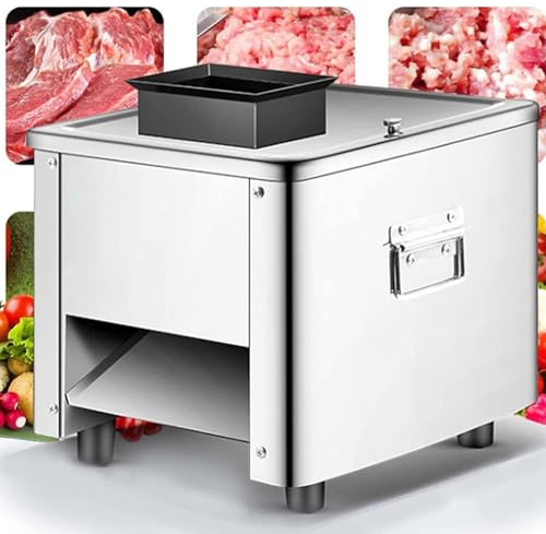 NURCIX Electric Meat Cutter 850w Commercial Meat Slicer Cutting Machine 130KG/H Stainless Steel Automatic Slice Strip Cube Meat Cutting Machine for Chicken Fish Beef Meat Strips Meat Cubes 13mm