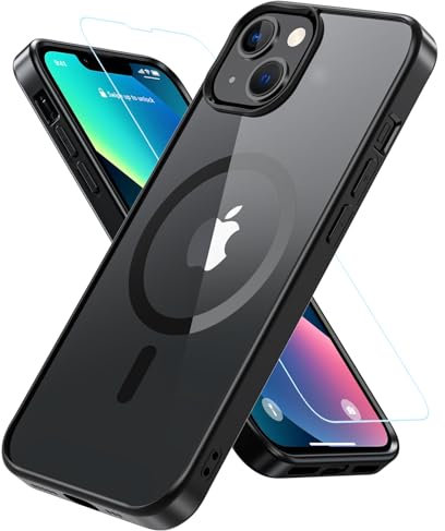 BESINPO Magnetica Cover iPhone 13/Cover iPhone 14 6,1 Pollici con Vetro Temperato Protettiva,Compatibile con MagSafe, Custodia Antiurto Protezione Militare Bumper Cover iPhone 13/14 - Nero