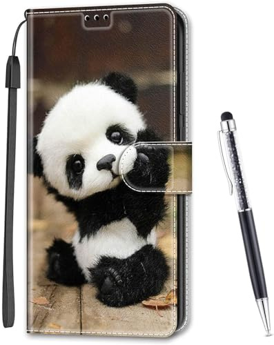 MadBee Kompatibel mit iPhone 15 Pro (6,1 Zoll), Leder Handyhülle Tasche Schutzhülle Brieftasche Klapphülle Ständer und Kartensteckplätze Hülle für iPhone 15 Pro (Panda)