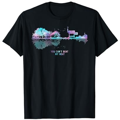 Watercolor Music BBQ Reverse Flow Smoker Grill Guitar Tree T-Shirt