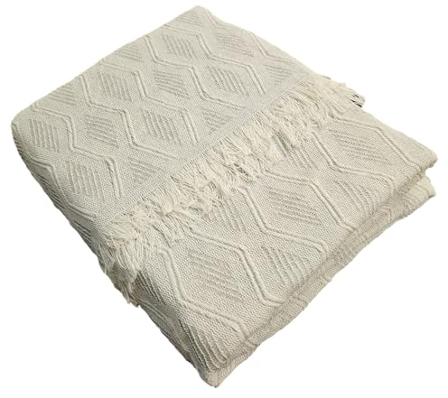 LUA VIKA Sofa überwurfdecke, Decke Baumwolle, Couch überwurf, überwurf Sofa, tagesdecke Baumwolle, bettüberwurf, Rombos