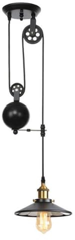 Lfoute Pendelleuchte Vintage Schwarz Kronleuchter Metall Pulley E27 Hängelampe Retro Industriestil Restaurant Galerie Café Bar Esszimmer Wohnzimmer Küche Loft-Deckenleuchte (Color : 1 PC)