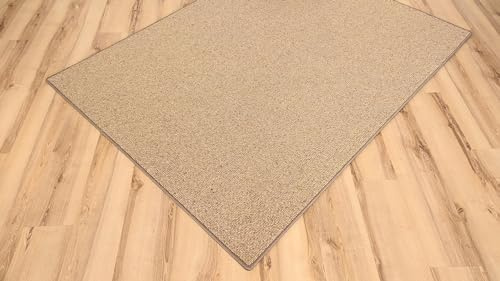 Schurwolle Teppich beige Schlinge Wolle umkettelt - Verschiedene Größen (150 x 200 cm)