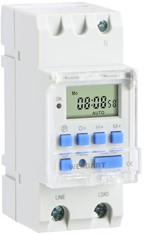 Wengart Interruttore timer digitale THC30A,AC230V 30A programmabile settimanalmente, fino a 28 gruppi di interruttori, uscita interruttore passiva, semplifica le attività quotidiane