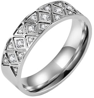 Whoiy Silber Partnerringe Freundschaftsringe Poliert mit Zirkonia, Damen Ausgefallene Verlobungsringe 6MM Edelstahl Ringe mit Gravur Größe 62 (19.7)