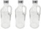 Acan Tradineur - Pack de 3 botellas de cristal con asa 1000 ml, tapa de rosca de plástico y metal, jarra dispensadora 24,7 x 9,5 cm para agua fría o caliente, bebidas, té helado