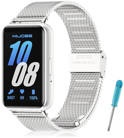 WindRen Cinturino per Samsung Galaxy Fit 3, Regolabili Cinturini in Acciaio Inossidabile in Metallo Cinturino per Samsung Galaxy Fit 3 Argento