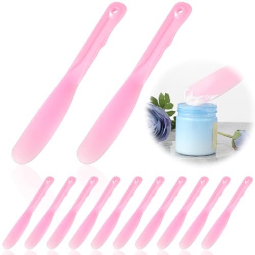 Thinp 12 Pcs Facial Spatula,Cosmetic Spatula Jelly Mask Spatula Skincare Spatula Plastic Face Mask Spatula Pink Makeup Spatula Small Disposable Spatulas for Skincare Skin Care Beauty Cosmetic Tool