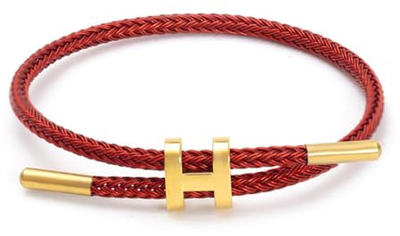 Geflochtenes Damen Armband – Schönes Weihnachtsgeschenk für Frauen & Freundinnen | Verstellbarer Armreif, Segeltau Freundschaftsarmband, Charm Schmuck für besondere Anlässe (Rot)