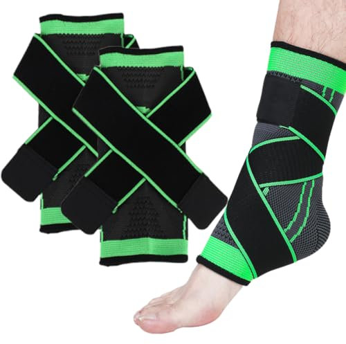 2 pezzi Cavigliera Sportiva per Distorsione, Cavigliera Ortopedica, Cavigliera Sportiva per Distorsione, Tutore Caviglia Distorsione, Fascia Elastica Caviglia (verde)