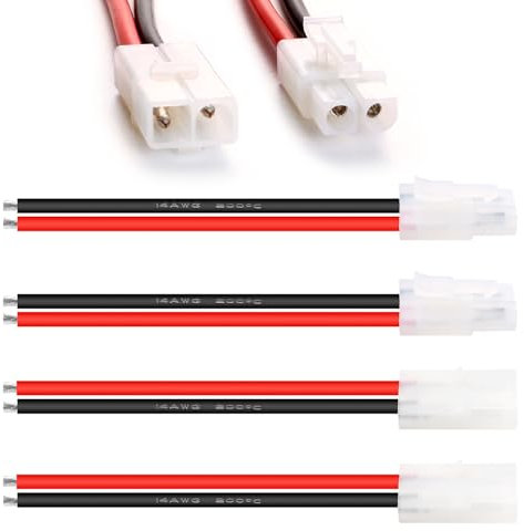 YIXISI 2 Paar Kompatibel mit Tamiya Adapterkabel, Kompatibel mit Tamiya Männlich Weiblich Stecker Steckverbinder mit 10cm 14AWG Silikon Kabel, für RC-Fahrzeuge und Lipo-Batterien