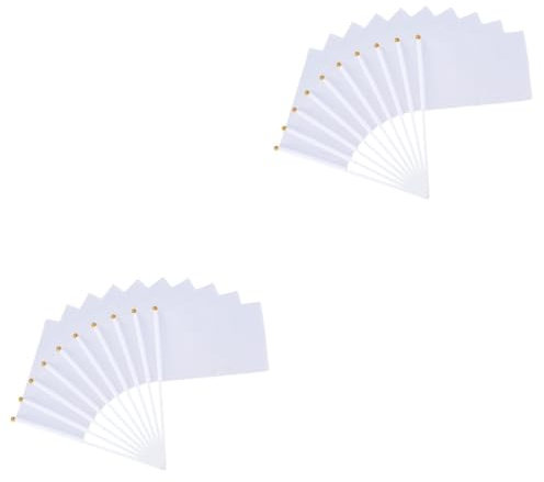 YARNOW 96 STK Handgekröpfte Fahne Auto Nationale Landesflagge Markierungsfahnen Weiße Wehende Flagge Cutom-Flagge Fahnenbanner Bewachen Handgehaltene Leere Flagge Rennflaggen Fahnenstange