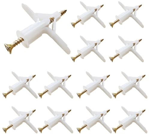 100 Plasterboard Fixings Plaster Board Screws and Wall Plugs Set 50 Anchor 50 Screws Drywall Anchor Heavy Duty Expansion Tube Drywall Plugs Plasterboard Fixings Heavy Duty for TV Wall Bracket (Medium)