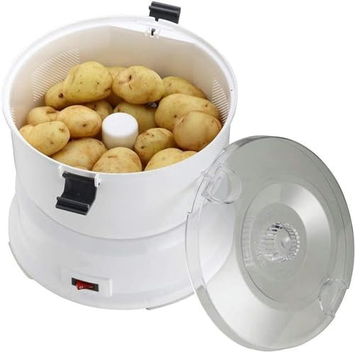 wanghaiyanBD Electric Potato Peeler Machine with Container, Rotary Safety Lock - 1kg Capacity, Electric Slicers, Potato Rumbler Peeler Machine, Vegetable Peeler