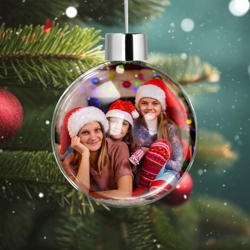 Rainsar Personalised Christmas Bauble 2025 – Custom Picture Ornaments Baubles for Tree Decorations, Xmas Double-Sided Photo Ball, Festive Gifts for Mom Dad Pets Kids Friends