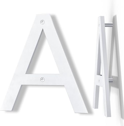 Yafimea Número de casa exterior 20 cm blanco, Número grande para pared o valla con diseño moderno y efecto flotante 3D, plástico ABS resistente al clima (A)