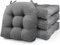 Chair Cushions for Dinning Chairs, Set of 4 Memory Foam Kitchen Chair Cushion with Ties and Non Slip Backing, Tufted Chair Cushions for Dining Room, 40cm x 40cm x 10cm Grey