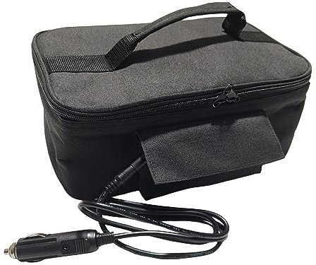 Portable 12V Car Food Warmer, Mini Oven, Microwave, Self-Heating Lunch Bag, Electric Food Warmer, Lunch Box for Reheating Meals, Cooking Food (Black) (Black, One Size)