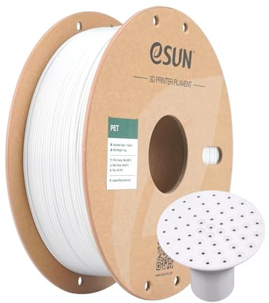 eSUN PET Filament 1.75mm, High Toughness PET Filament, 1KG Spool (2.2 LBS) 3D Printing Filament for 3D Printers,White