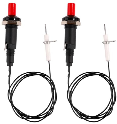 Gosknor 2pcs Piezo Spark Igniter Ignition, Grill Igniter Replacement Electrode Igniter Metal Threaded Ceramic Push Button Replacement BBQ Grill Igniter for Igniter Gas Fireplace Oven
