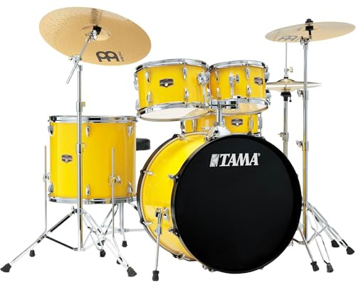 Tama Imperialstar IE52C 5-piece Complete Drum Set with Snare Drum and Meinl Cymbals - Electric Yellow