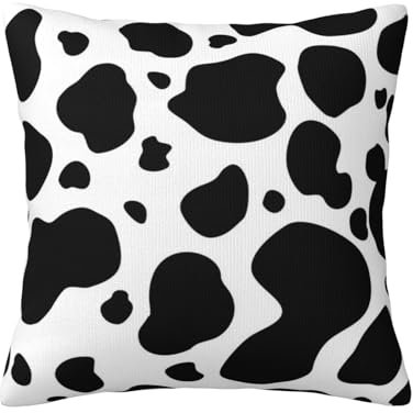 Kuhfell Milchkuh Druck, Kissenbezug, dekorativer Überwurf-Kissenbezug, weicher Polyester-Kissenbezug, 45 x 45 cm